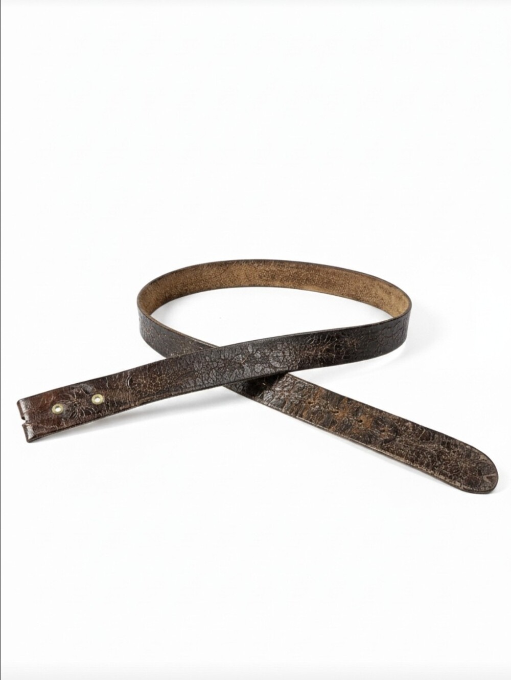 Vintage Brown Leather Western Belt Tooled Floral Cowboy Snap Buckle Strap
